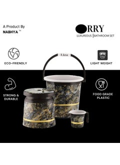 Nabhya Nabhya 3 pcs Bathroom Accessories Set Plastic Bath Set Bathroom Bucket 20Ltr, Mug and Stool 3 Piece Combo Set for Home, Kitchen & Bathroom (Black)  - Image 3