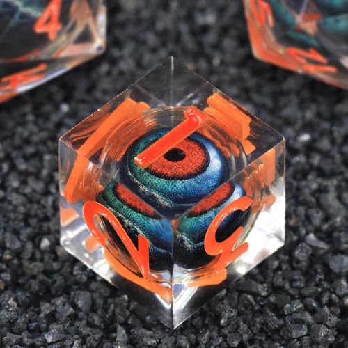 FONVGOGO Liquid Core DND Dice Moving Eye Dice Set DND Sharp Edge Resin Dungeons and Dragons Dice Polyhedral Die Role Playing RPG D and D DiceEOrange - Image 1