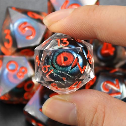 FONVGOGO Liquid Core DND Dice Moving Eye Dice Set DND Sharp Edge Resin Dungeons and Dragons Dice Polyhedral Die Role Playing RPG D and D DiceEOrange - Image 5