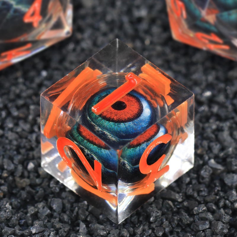 FONVGOGO Liquid Core DND Dice Moving Eye Dice Set DND Sharp Edge Resin Dungeons and Dragons Dice Polyhedral Die Role Playing RPG D and D DiceEOrange - Image 3