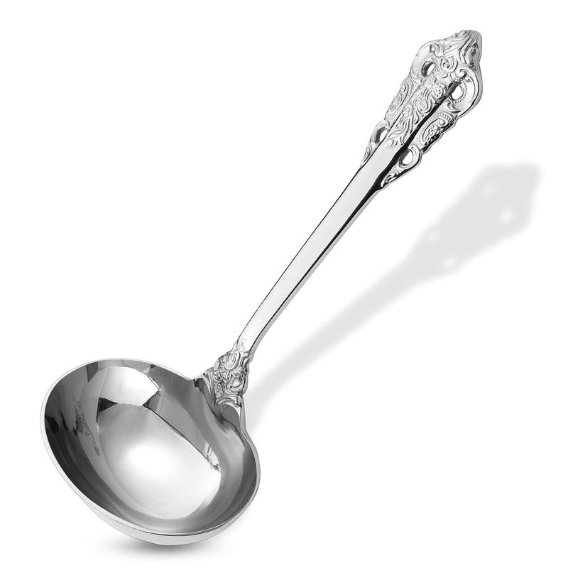 KEAWELL KEAWELL Gorgeous 1 oz 1810 Stainless Steel Gravy Ladle Antique Small Ladle for Stirring Mirror finished Soup Ladle Spoon and Dishwasher Safe 1 Silver 