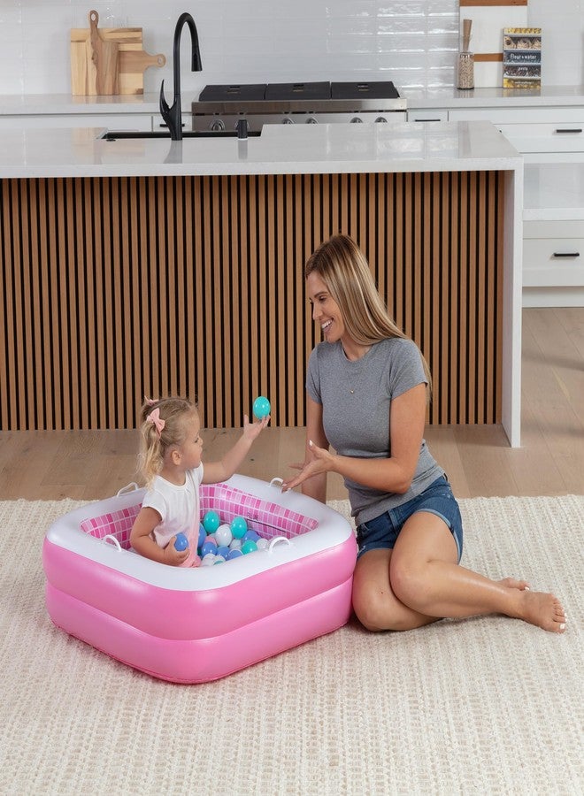 GRIP A POOL حوض سباحة قابل للنفخ للأطفال الصغار من عمر سنة إلى 3 سنوات، بمقابض وأرضية ناعمة ومصرف، مقاس 34 × 10 بوصة، حوض استحمام قابل للنفخ مع حوض كرات، لعبة مائية صيفية خارجية للأطفال، هدية عيد الميلاد الأول للفتيات من عمر سنة إلى 3 سنوات - Image 4