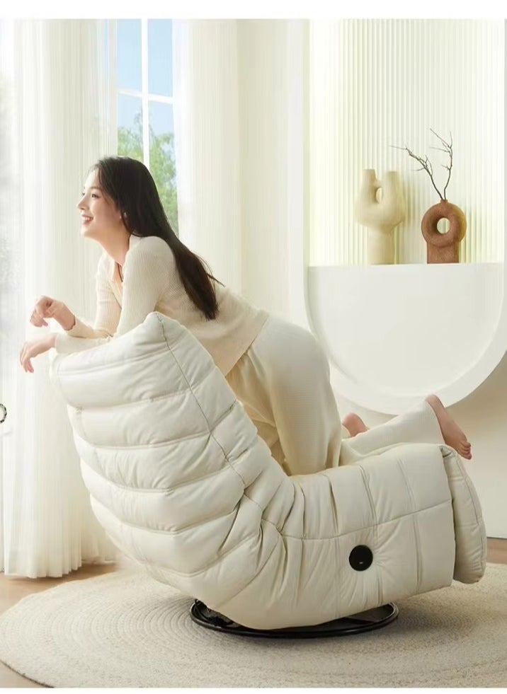 Swivel Recliner Chair, 360° Oversized Rocker Recliner Chair, Manual Lazy Boy Recliner Chair Nusery Glider, Extra Wide Rocking Recliner Chairs for Adults Single Sofa White