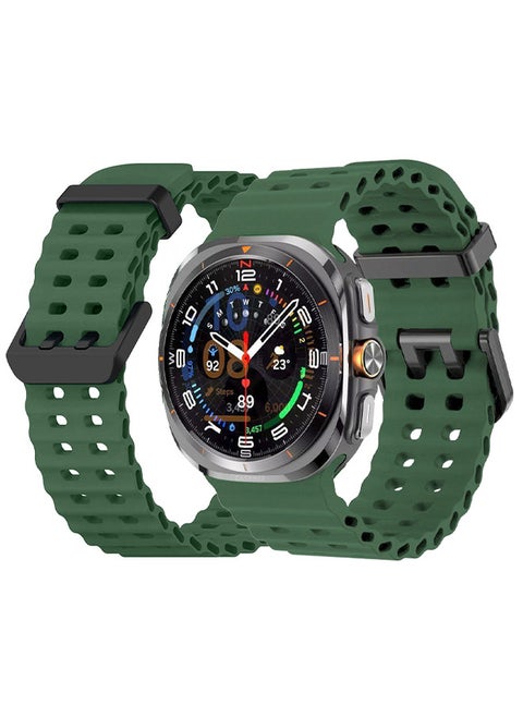 (for Samsung Galaxy Watch 7 Ultra 47mm) Silicone Band Soft Ocean Silicone Sport Strap Replacement Accessory Green