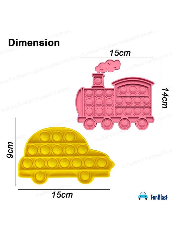 FunBlast Pop It - Popit Game, Poppet for Kids, Pop It Toy, Pop It Toys for Kids, Train with Car Pop Bubble Fidget Toys, Pop It Fidget Toy, Pop It Big, Pop It for Girls (Pack of 2 Pcs) - Image 3