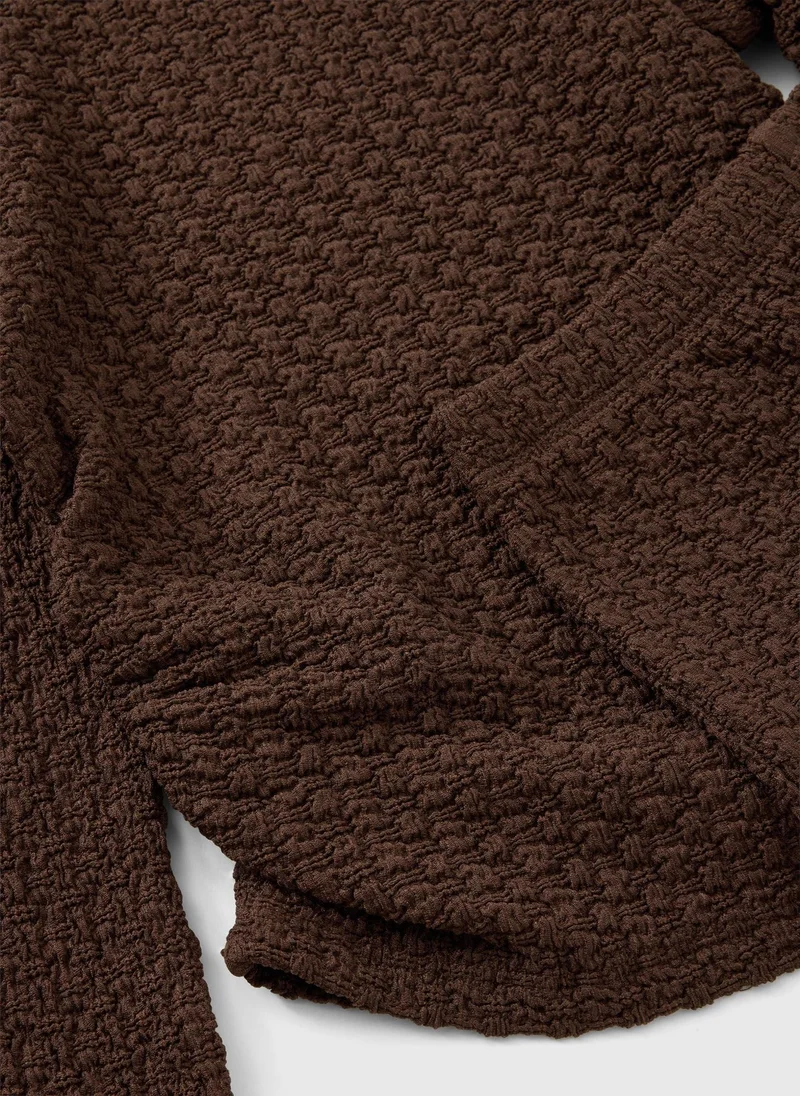 Matalan Girls Brown Crinkle Top & Trouser Set
