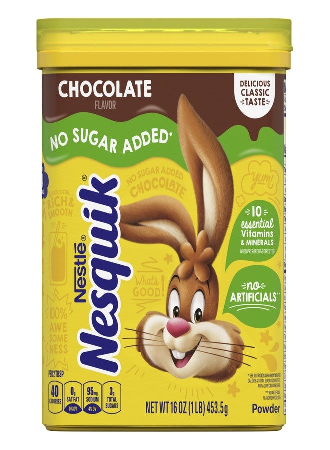 Nesquik Chocolate Powder No Sugar Added, 16 oz - Image 1