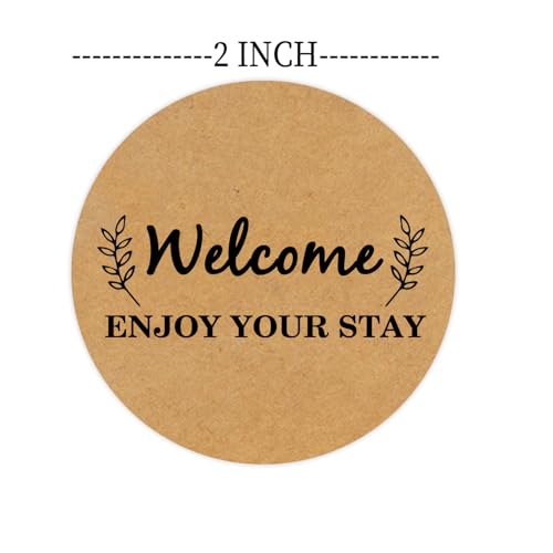 Besttile 500 PCS Welcome Hotel Guest Kraft Paper Stickers Welcome Enjoy Your Stay Stickers Hotel Key Card Envelope Seals for Welcoming Guests and Decorating - Image 2