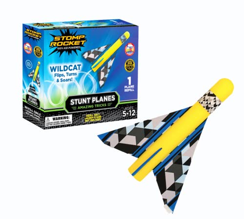 Stomp Rocket Stunt Airplane Refill Wildcat Plane Launcher Toy for Kids Airplane Toy Soars Over 100 Feet Fun Outdoor Toys Gift for Boys or Girls - Image 1