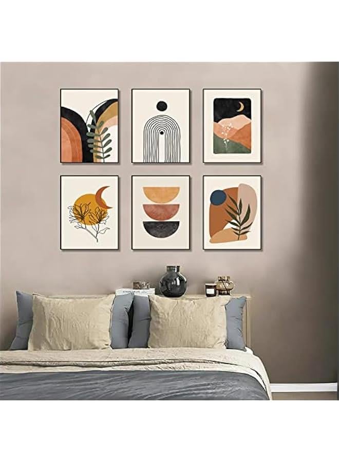 KBKBART Boho Wall Art Prints, Mid-Century Modern Wall Art, Abstract Geometry Canvas Paintings Monstera Palm Sun Moon Mountain Wall Pictures, Minimalist Boho Wall Decor for Bedroom Living Room Bathroom Office Gallery Boho Room Decor(8 X 10, Unframed) - Image 4