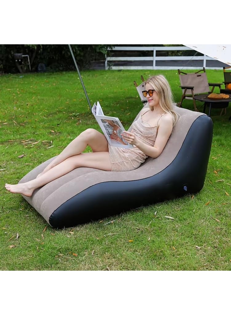 لاكوز كرسي استرخاء قابل للنفخ مع مضخة هواء، مناسب لغرفة المعيشة أو غرفة النوم، وللسفر والتخييم والنزهات والشواطئ. - Image 3