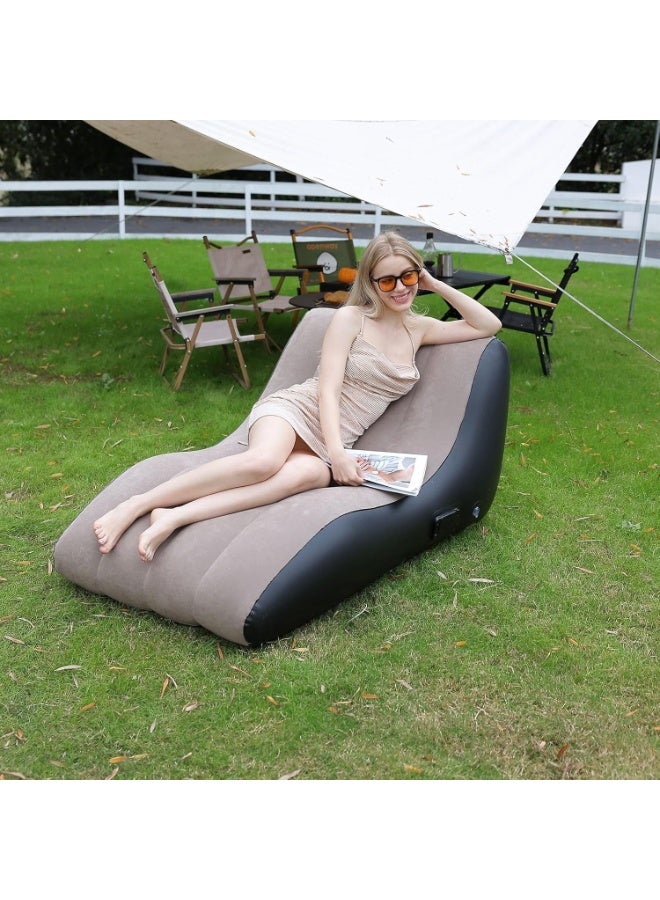 لاكوز كرسي استرخاء قابل للنفخ مع مضخة هواء، مناسب لغرفة المعيشة أو غرفة النوم، وللسفر والتخييم والنزهات والشواطئ. - Image 4