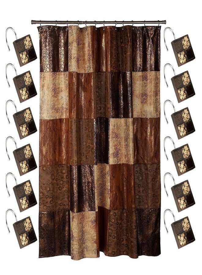 Popular Bath 13pc Zambia Animal Shower Curtain Set Classic Shower Curtain & 12 Shower Curtain Hooks Fabric Shower Curtain Unique Design Custom Shower Curtain Set Western Country Shower Curtain - Image 3