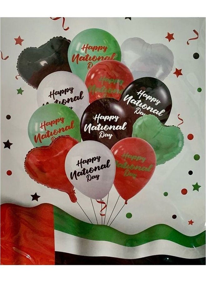 NIBEMINENT 12-Piece Happy National Day Printed Heart Shape Foil And Latex Balloon