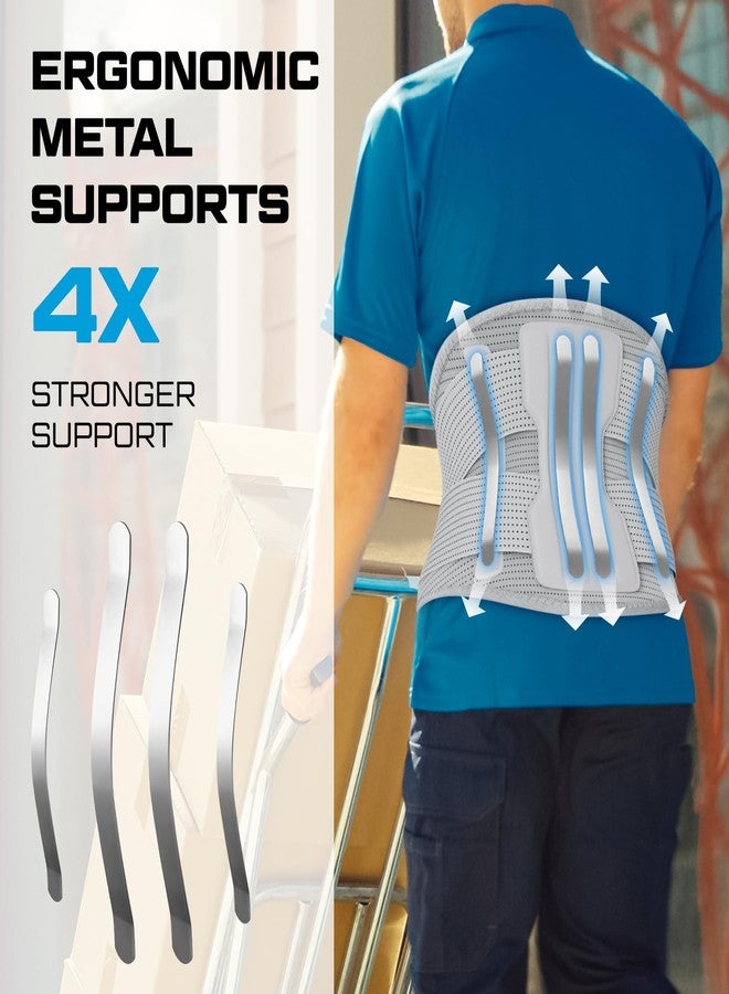 NEENCA Compression Back Brace for Lower Back Pain, Herniated Disc, Lumbar Strain - Breathable Lumbar Support for Work, Lifting, Sciatica, Scoliosis (Gray, Medium) - Image 4