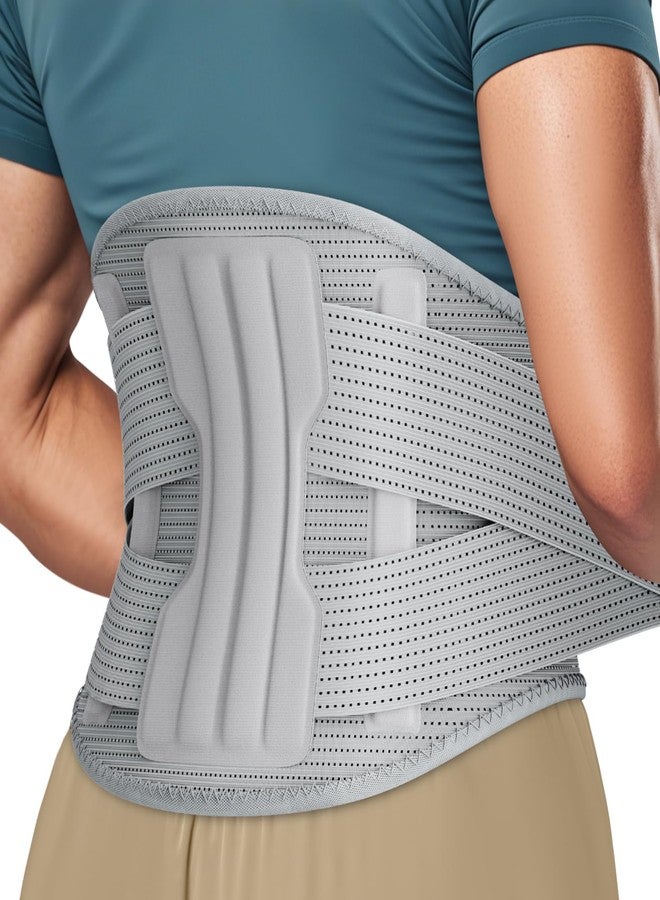 NEENCA Compression Back Brace for Lower Back Pain, Herniated Disc, Lumbar Strain - Breathable Lumbar Support for Work, Lifting, Sciatica, Scoliosis (Gray, Medium) - Image 1