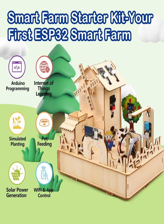 ايسبوت مجموعة ACEBOTT ESP32 IOT الذكية للمزرعة، متوافقة مع Arduino/Scratch، مجموعة برمجة STEM مع تحكم عبر تطبيق، مجموعة بناء منزل خشبي من STEM، مجموعة تعليمية STEM للأطفال من عمر 12 سنة فما فوق - Image 2