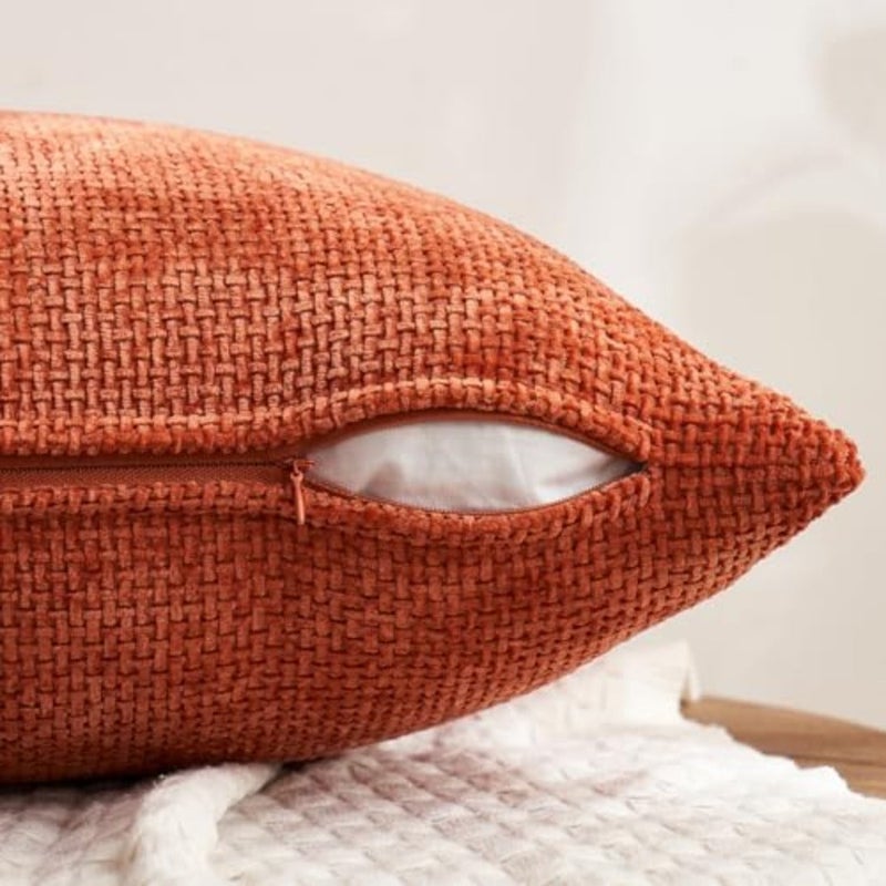 حزمة من 4 أغطية وسائد للأريكة مقاس 18 × 18 بوصة أغطية وسائد ناعمة مزخرفة من شانيل أغطية وسائد لمنزل المزرعة لديكور المنزل البوهيمي والأريكة وغرفة النوم وغرفة المعيشة - Image 3