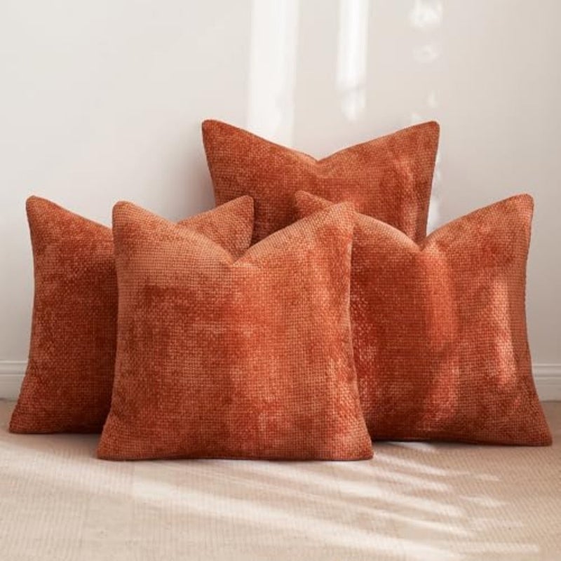 حزمة من 4 أغطية وسائد للأريكة مقاس 18 × 18 بوصة أغطية وسائد ناعمة مزخرفة من شانيل أغطية وسائد لمنزل المزرعة لديكور المنزل البوهيمي والأريكة وغرفة النوم وغرفة المعيشة - Image 4