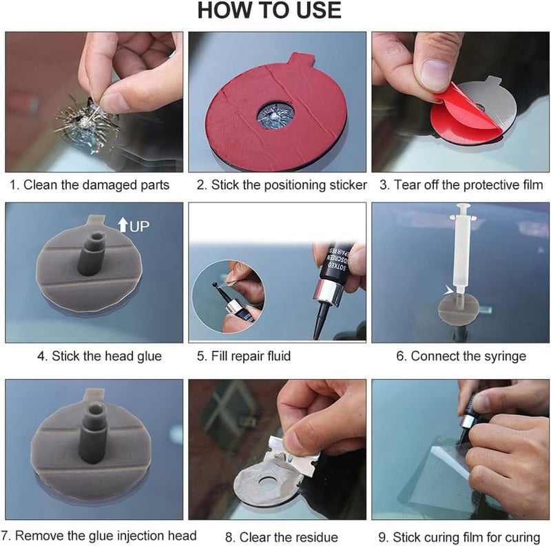 Excefore Fast Repair DIY Car Windshield Repair Kit - Fixes Auto Glass Windshield Crack, Chip, and Scratch - Suitable for Bulls Eyes, Star, Half Moon, and Long Crack Combination Repairs - Image 5