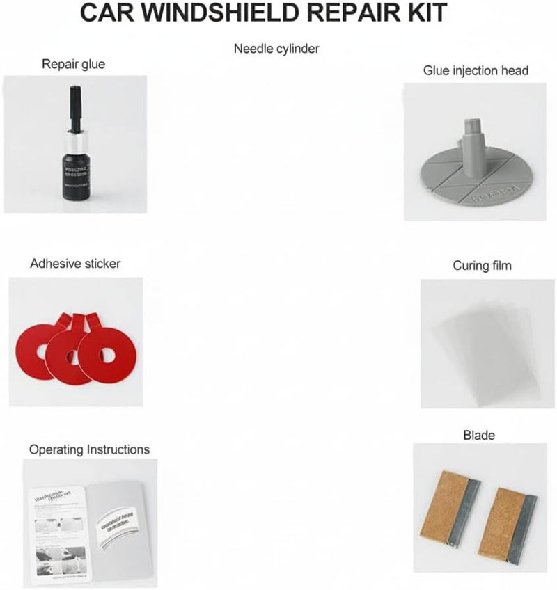 Excefore Fast Repair DIY Car Windshield Repair Kit - Fixes Auto Glass Windshield Crack, Chip, and Scratch - Suitable for Bulls Eyes, Star, Half Moon, and Long Crack Combination Repairs - Image 2