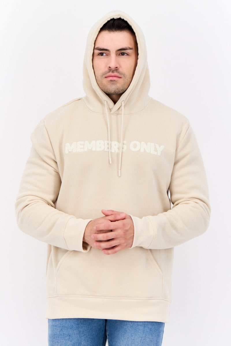 MEMBERS ONLY Men Hooded Long Sleeves Brand Logo Sweatshirt, Beige - Image 1
