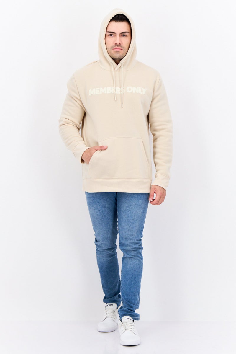 MEMBERS ONLY Men Hooded Long Sleeves Brand Logo Sweatshirt, Beige - Image 4