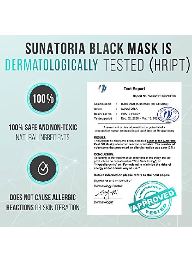 SUNATORIA Blackhead Remover Mask Activated Charcoal Peel Off Mask For All Skin Types Deep Cleansing Mask By Sunatoria Black Face Mask With Brush Blackhead Removal Black Head Black Mask  - Image 5
