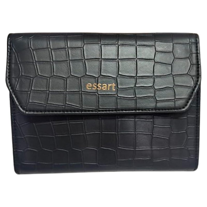 essart Faux Leather 10-Slots Zipper Pen Case – Stylish & Durable Storage for Pens Storage Case, Pen Pouch Colour Croco Black - Image 2