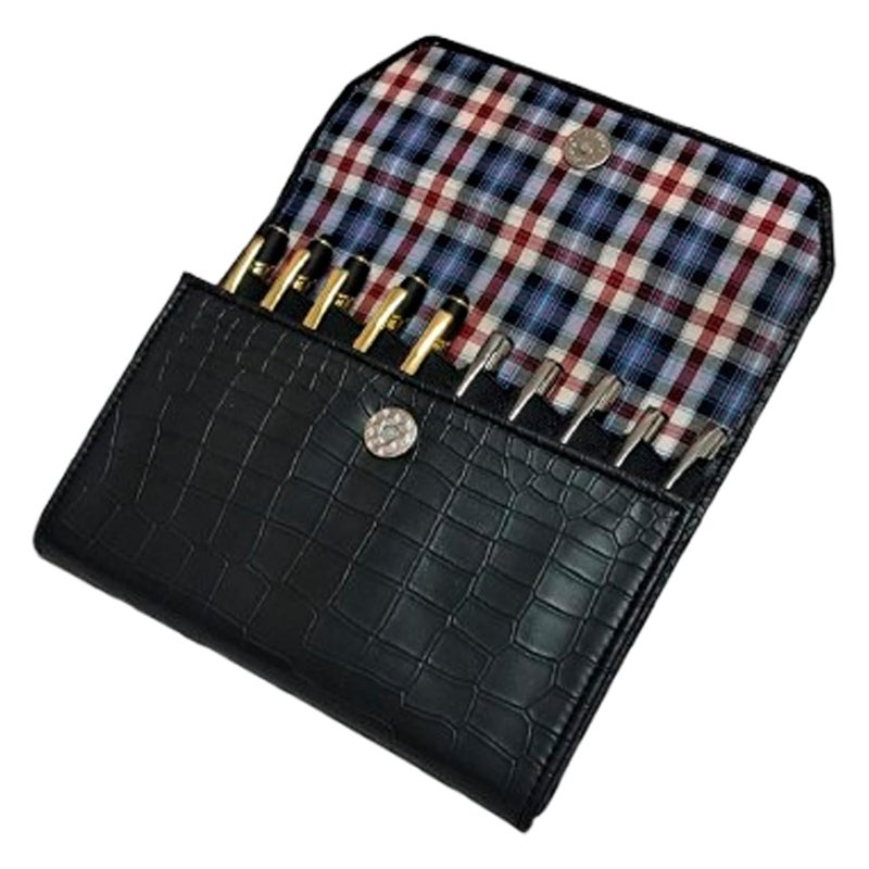 essart Faux Leather 10-Slots Zipper Pen Case – Stylish & Durable Storage for Pens Storage Case, Pen Pouch Colour Croco Black - Image 1
