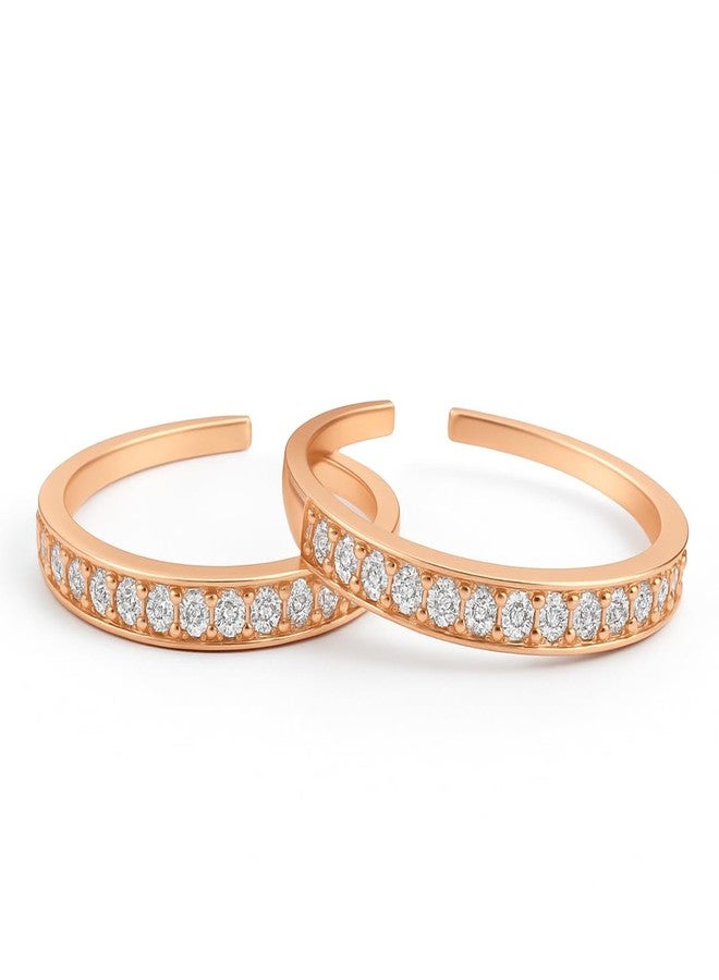 ZAVYA 925 Sterling Silver Glam One-Line CZ Rose Gold Plated Toe Ring | Gift for Women and Girls | With Certificate of Authenticity and 925 Hallmark - Image 1