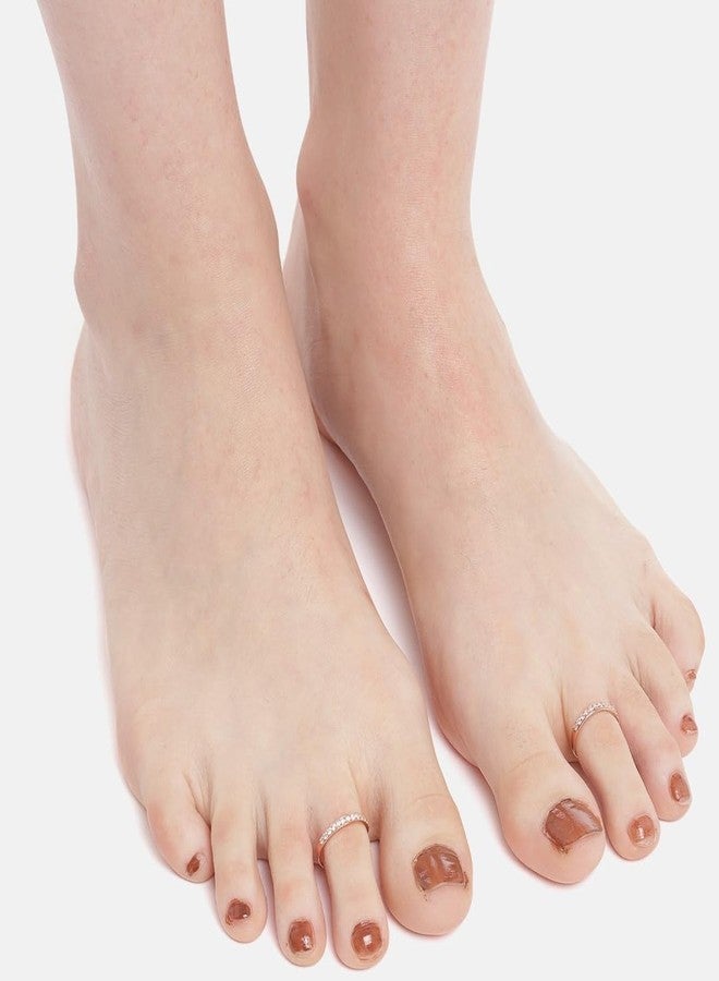 ZAVYA 925 Sterling Silver Glam One-Line CZ Rose Gold Plated Toe Ring | Gift for Women and Girls | With Certificate of Authenticity and 925 Hallmark - Image 3