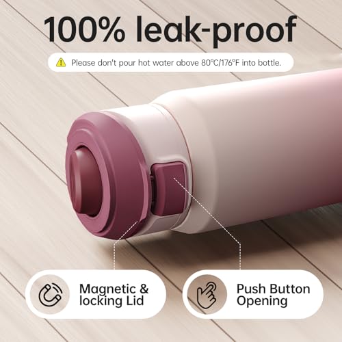 Magcheer Insulated Magnetic Water Bottle - Reusable Stainless Steel Bottle with MagSafe Compatible Phone Holder - Perfect for Gym, Sports, and Travel - Blush Pink 32oz - Image 4