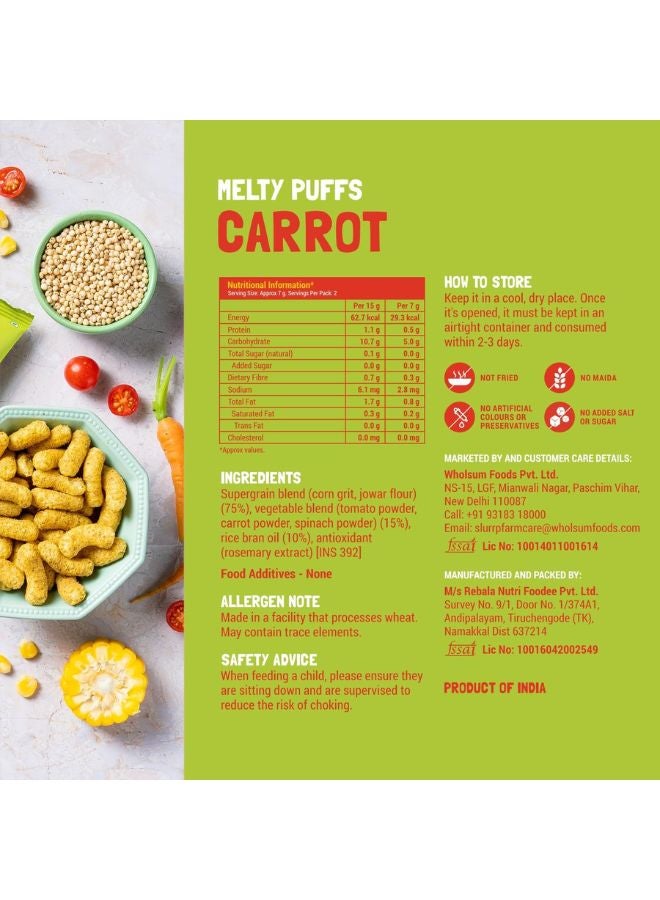 Slurrp Farm Baked Teething Puffs In Yummy Flavours Carrot, Strawberry, Mango Banana - Image 2