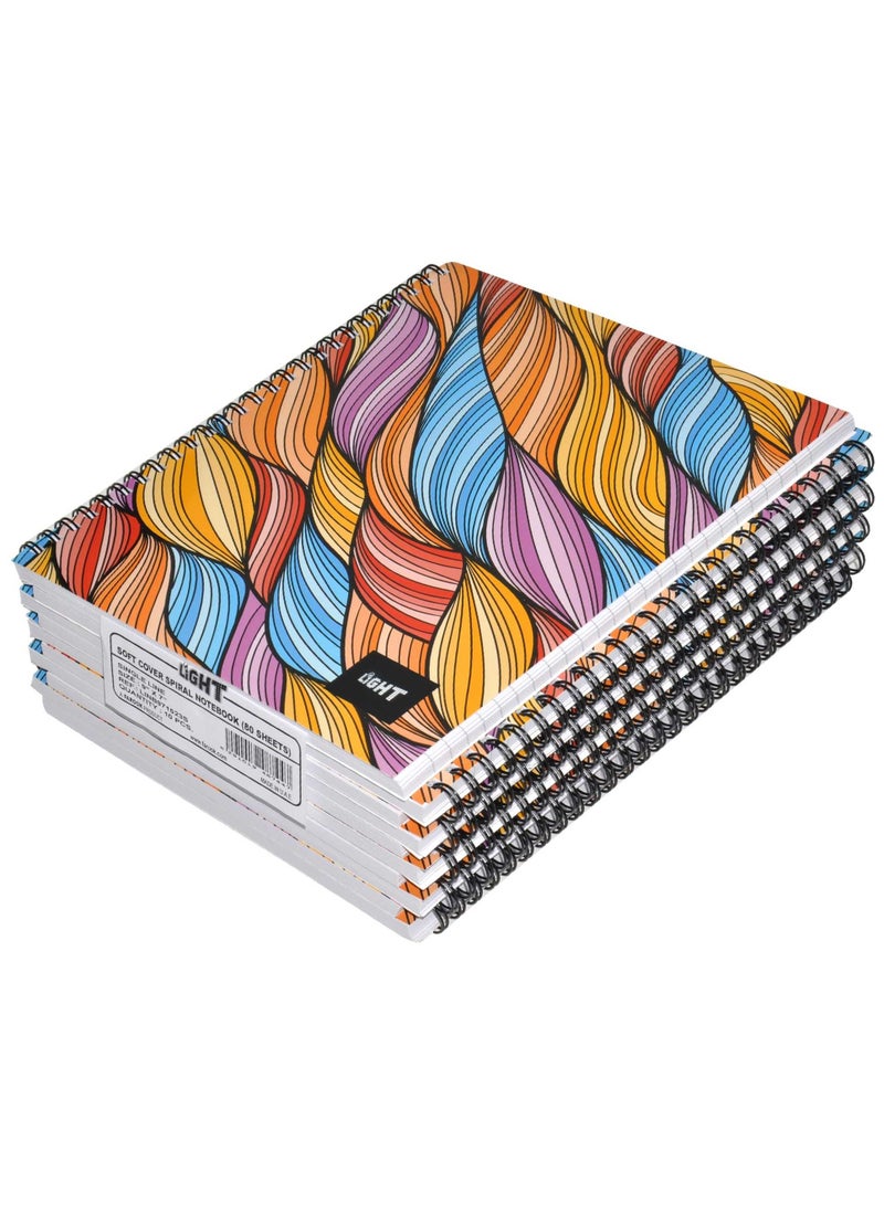 FIS LIGHT Pack of 10  Spiral Soft Cover Notebook Single Line, 9X7 Inches (22.86 X 20.32 CM), 80 Sheets -LINB971523S - Image 1