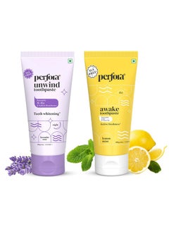 Perfora Daily Routine Oral Care Combo: Awake & Unwind Toothpaste For Active Freshness, Cavity Prevention & Teeth Whitening | Fluoride & Sls Free Tooth Paste For Adults & Kids | 200 G (100 G X 2)  - Image 1