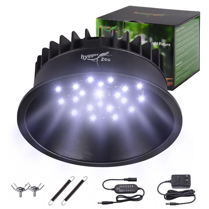 Hygger zoo UVB Light for Reptiles UVA UVB Reptile Light Fixture with Timer LED UVB Bulb for Bearded Dragon Gecko Turtle Chameleon Lizard Snake Adjustable Brightness UVB Lamp for Reptile Tank Accessories Black - Image 2