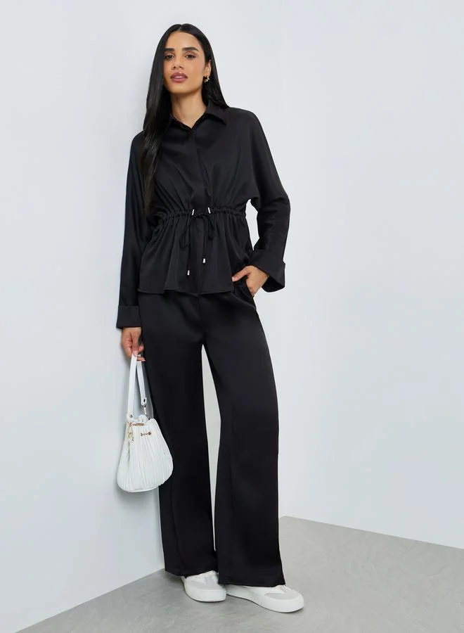 Styli Black Relaxed Fit Utility Shirt and Pants Co-Ords