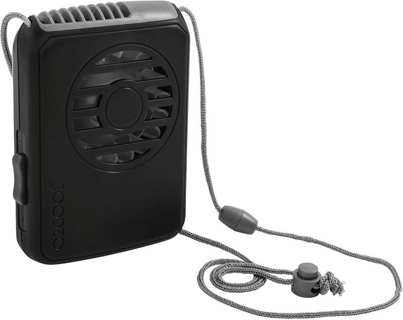 O2COOL Battery Powered Deluxe Necklace Fan For Personal Cooling With Adjustable Lanyard Black
