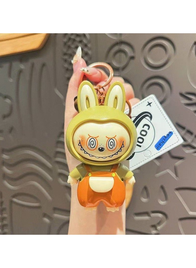 لابوبو دمية مفتاح Labubu Flip-Face – لعبة قابلة للدوران وتماثيل زخرفية، قلادة لتخفيف التوتر للحقائب/المكاتب (برتقالي) - Image 2