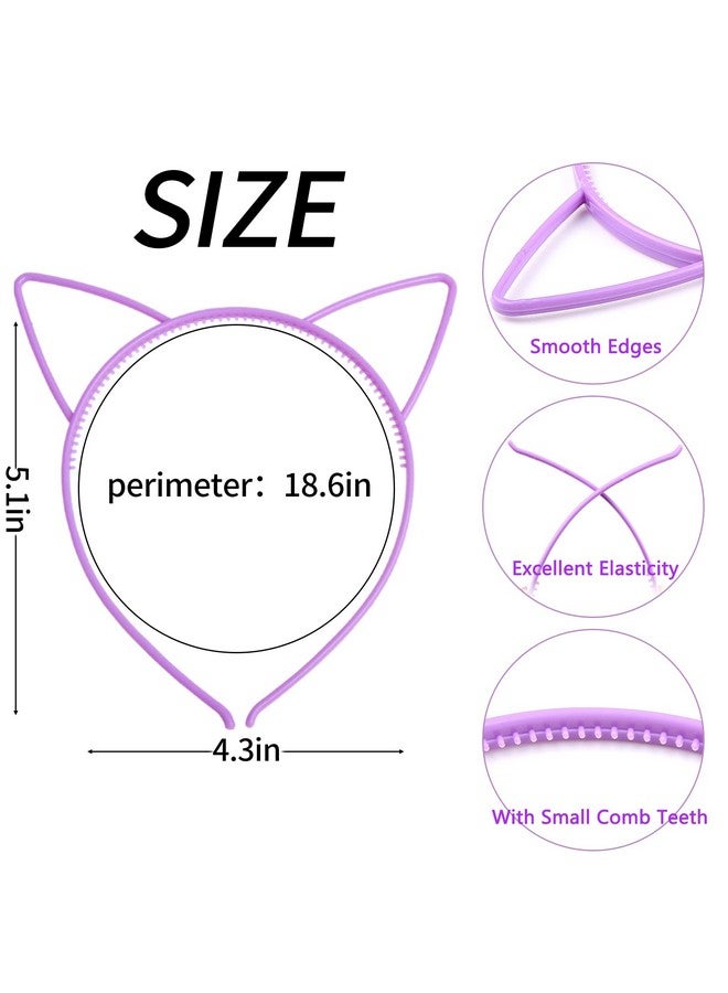 Candygirl Cat Ear Headbands, 10pcs Mix Colors Plastic Headbands for Girls Women, Hair Accessories for Daily Wearing and Party Favors - Image 5