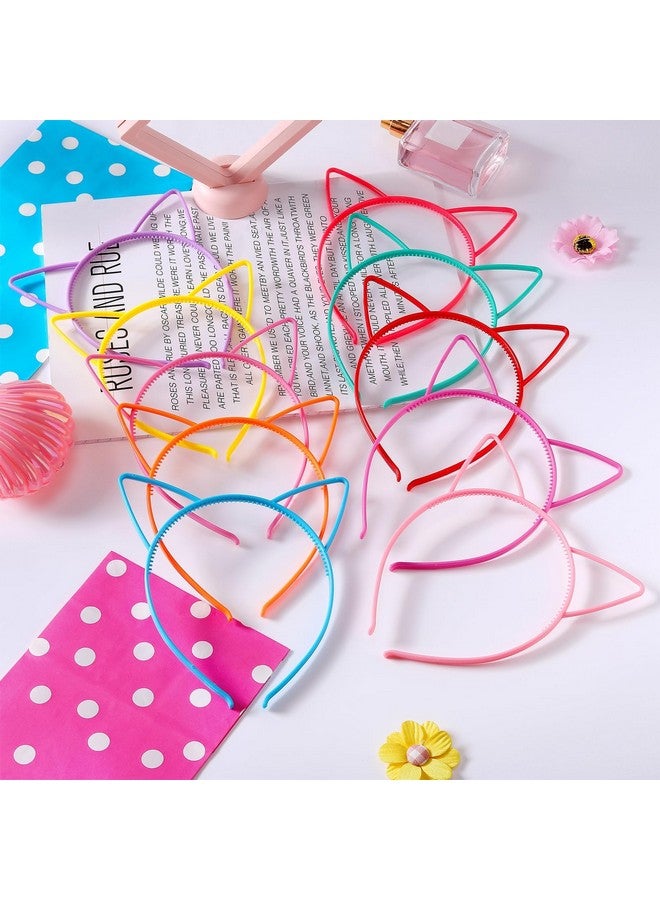 Candygirl Cat Ear Headbands, 10pcs Mix Colors Plastic Headbands for Girls Women, Hair Accessories for Daily Wearing and Party Favors - Image 4