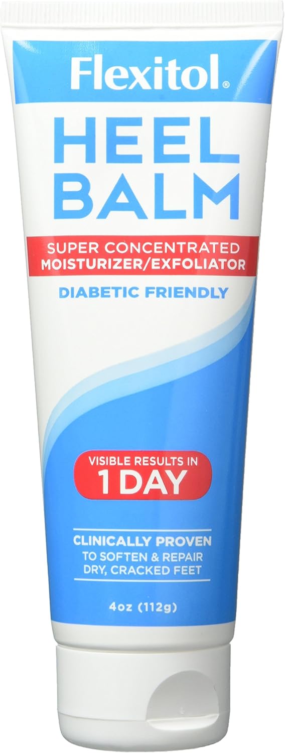 Flexitol Heel Balm 4 Oz Tube Pack of 2 Rich Moisturizing Exfoliating Foot Cream Fast Relief of Rough Dry Cracked Skin on HeelsFeet For Daily Use and Pedicures Diabetic Safe and Effective