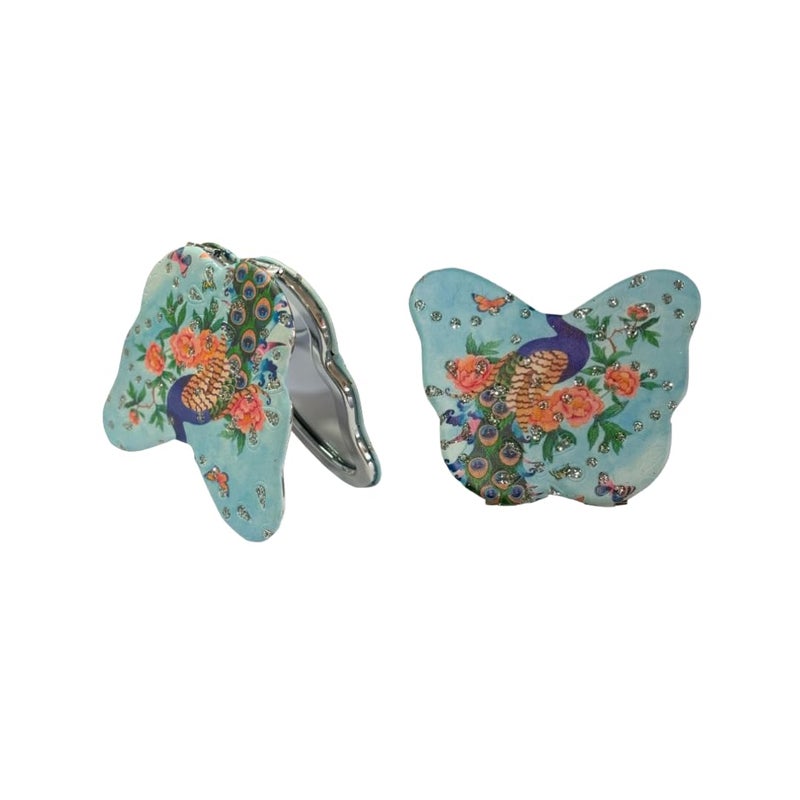 Compact Mirror Butterfly Shape with Studs for Makeup Bags and Travel  - Image 1