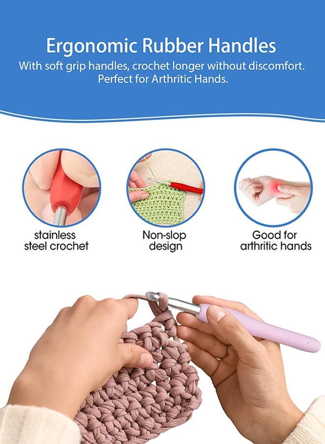 Sweet Life Crochet Hooks, 11 Sizes Crochet Hook Set, Crochet Kit for Beginners, Knitting Needles with Ergonomic Handles for Arthritic Hands - Image 4