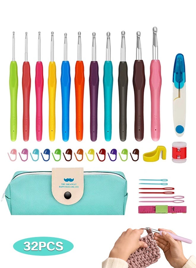 Sweet Life Crochet Hooks, 11 Sizes Crochet Hook Set, Crochet Kit for Beginners, Knitting Needles with Ergonomic Handles for Arthritic Hands - Image 1
