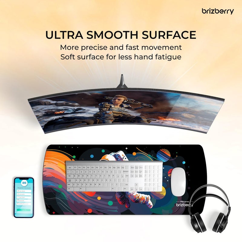 ARTBRIZ ® Brizberry Extended Mouse Pad, Desk Mat, 740mm x 310mm x 3mm Large Printed Premium Anti Skid Rubber Base for Desktop Laptop Keyboard (DM Design 5) - Image 2