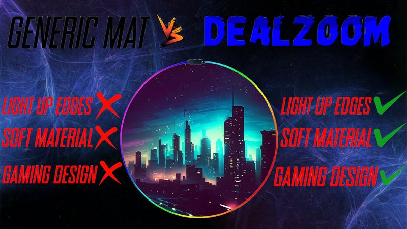 DEALZOOM Gaming Chair Mat for Hardwood Floor Circle RGB Gaming Lights (Skyline 47â€) - Noise Cancelling, Anti-Slip Gamer Floor Mat â€“ Scratch Resistant Computer Gaming Mat for Chair â€“ Office Chair Mat - Image 4