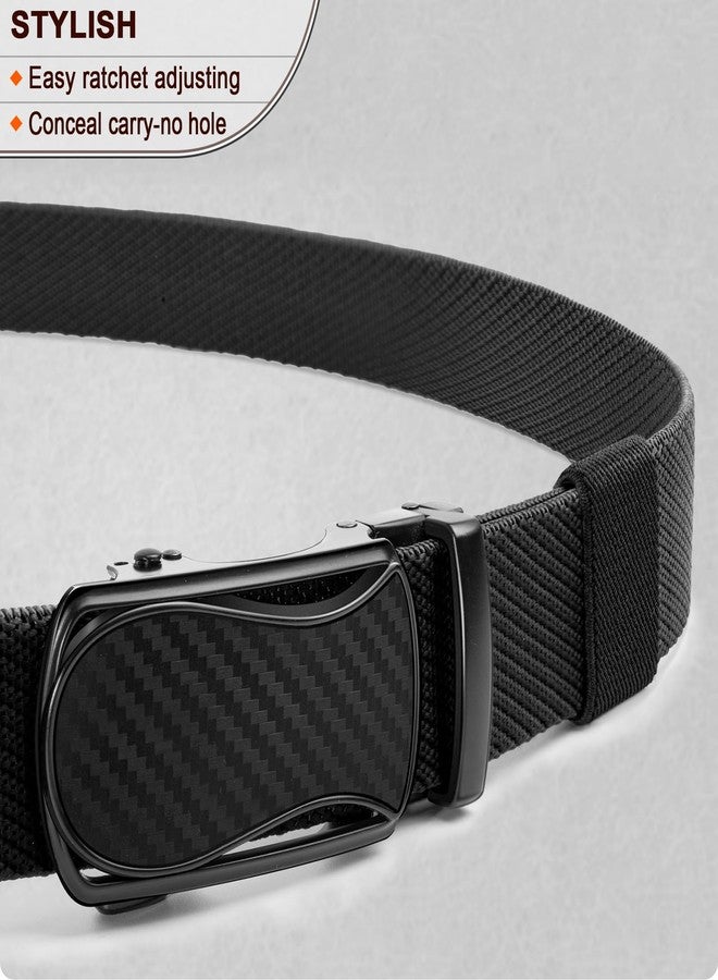 KS Mens Belt 2 Pack, Ratchet Elastic Belt Stretch Nylon For Men Casual Golf Sports,Stepless Precise Fit(Black/Purplish Blue,38"-42" Waist Adjustable) - Image 2