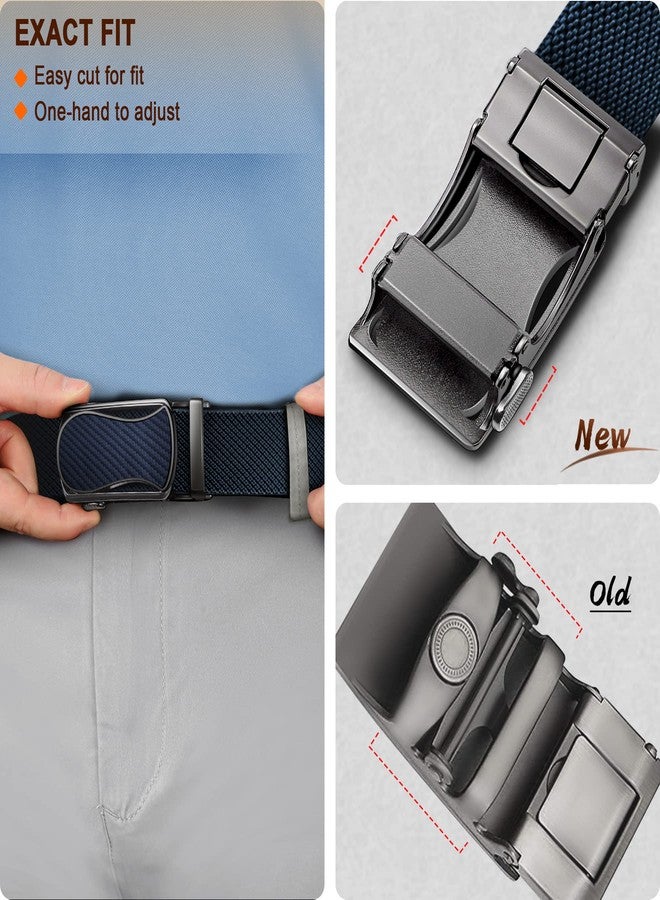 KS Mens Belt 2 Pack, Ratchet Elastic Belt Stretch Nylon For Men Casual Golf Sports,Stepless Precise Fit(Black/Purplish Blue,38"-42" Waist Adjustable) - Image 4